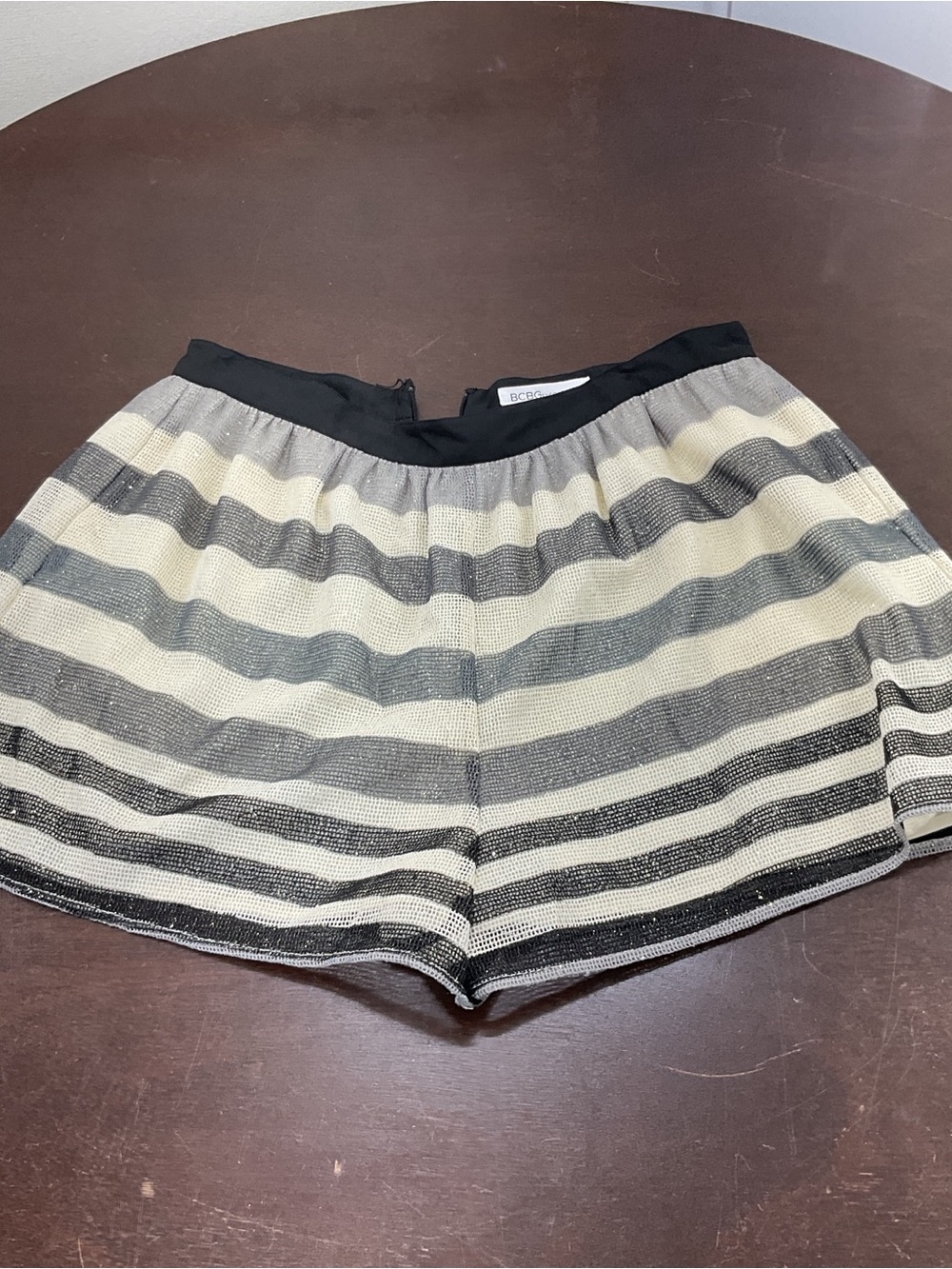 BCBGeneration Black and Cream Striped Skater Skirt